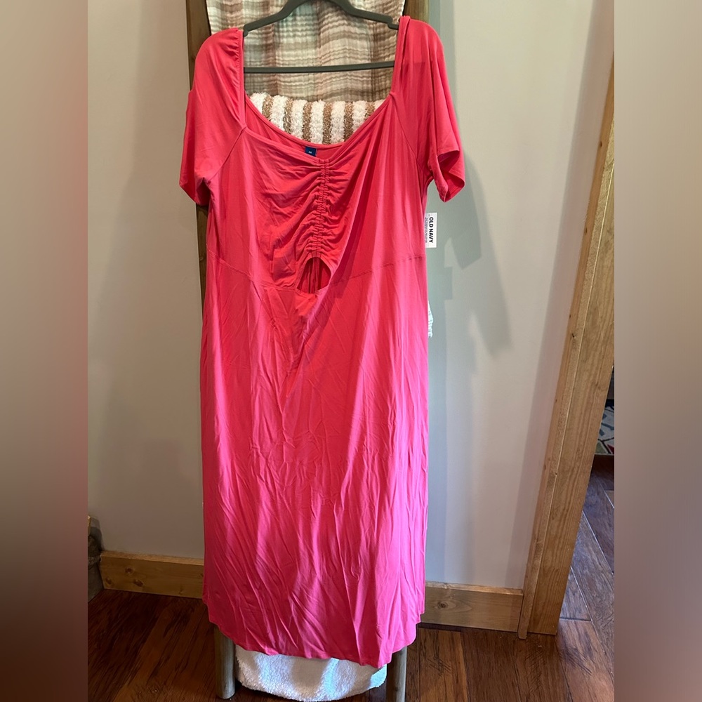 Pink dress, tie/touched keyhole front, Old Navy - 2x NWT